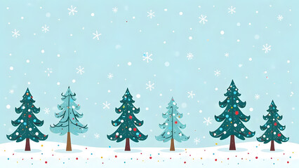 Fototapeta premium Seamlessly illustrated snow-covered trees in a serene winter landscape