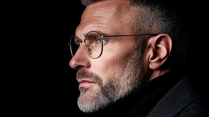 Obraz premium A man with a beard wearing a suit and glasses