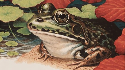 Lively Frog Illustration in Tropical Setting