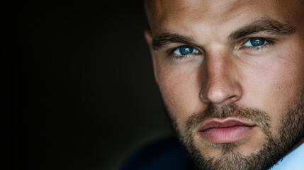Obraz premium A close up of a man with blue eyes and a beard