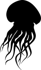 Jellyfish black silhouette vector logo