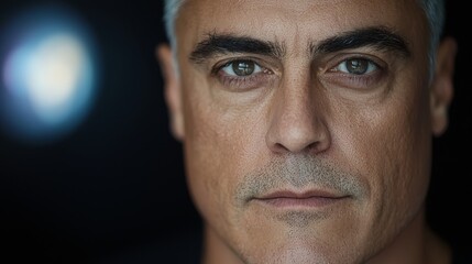Fototapeta premium A close up of a man's face with a black background