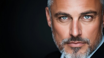 Obraz premium A close up of a man with a white beard and blue eyes