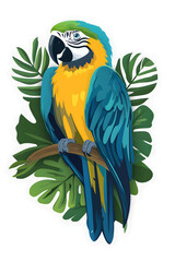 Obraz premium Birds of the Amazon, Macaw in the Forest, Art, Image, with Transparent Background PNG, for Stickers, T-Shirt Print, Cap, Mug, Flip Flops, Mousepad, Transparent PNG
