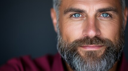 Obraz premium A close up of a man with a beard and blue eyes