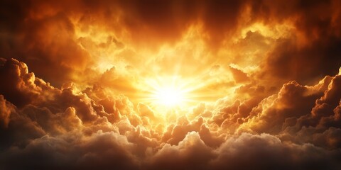 Fototapeta premium The sun is shining through the clouds in the sky