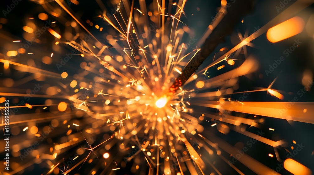 Aufkleber sparklers forming a light tunnel effect, captured with a slow shutter speed.