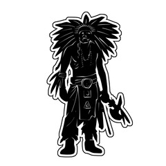 Native American Indian Warrior Silhouette Vector Illustration