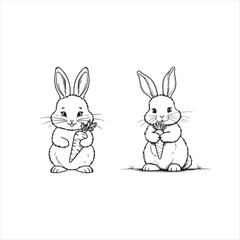 rabbit line art vector design 2