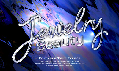 ”Jewelry Special” chrome metallic editable title logo text style effect, with seamless and blue antique glass holographic background. cursive script, script, handwritten,handwriting typeface
