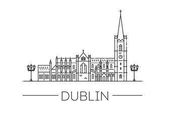 Fototapeta premium St Patrick's Cathedral in Dublin, Ireland. Vector line illustration