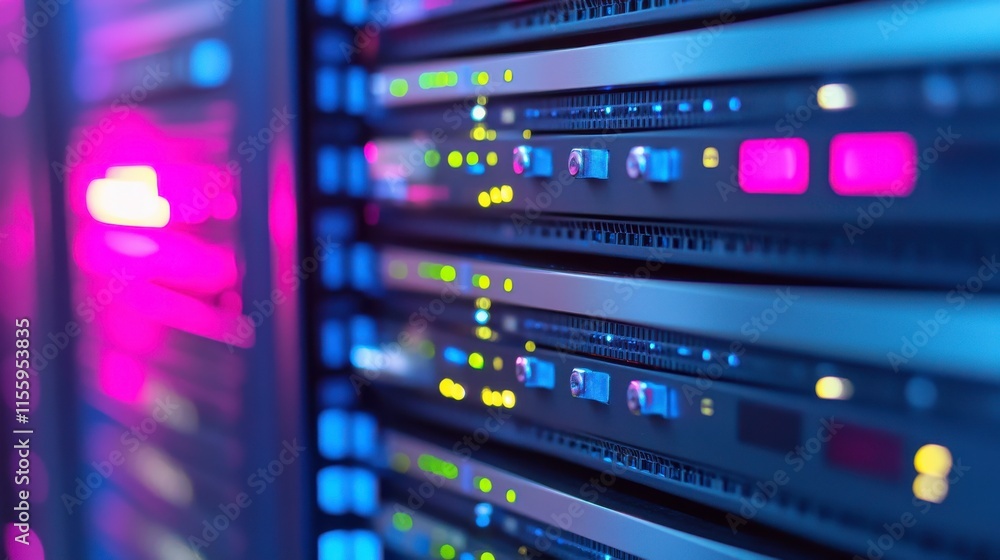 Poster modern secure server technology in soft light