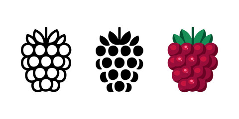 Ripe raspberry color icon. Pink berry symbol. Fresh fruit sign. Summer pictogram.