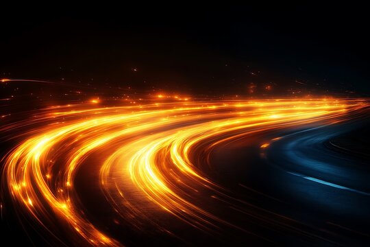 Abstract light trails of cars on a highway at night