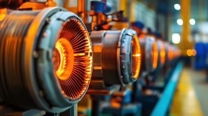 Fototapeta premium Precision Engineering of Motors in Workshop Environment