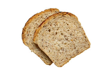 a slice of whole grain bread on a white background