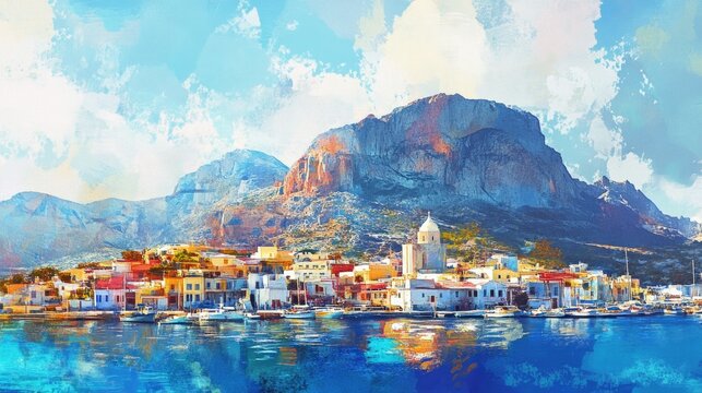Greece travel: the stunning island of Kalymnos in the Dodecanese. picture of the town and the monastery of Agios Savvas