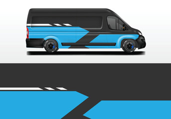 Van wrap design livery vector, decal sport blue