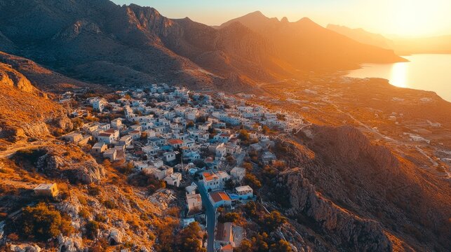 Greece travel: the stunning island of Kalymnos in the Dodecanese. picture of the town and the monastery of Agios Savvas
