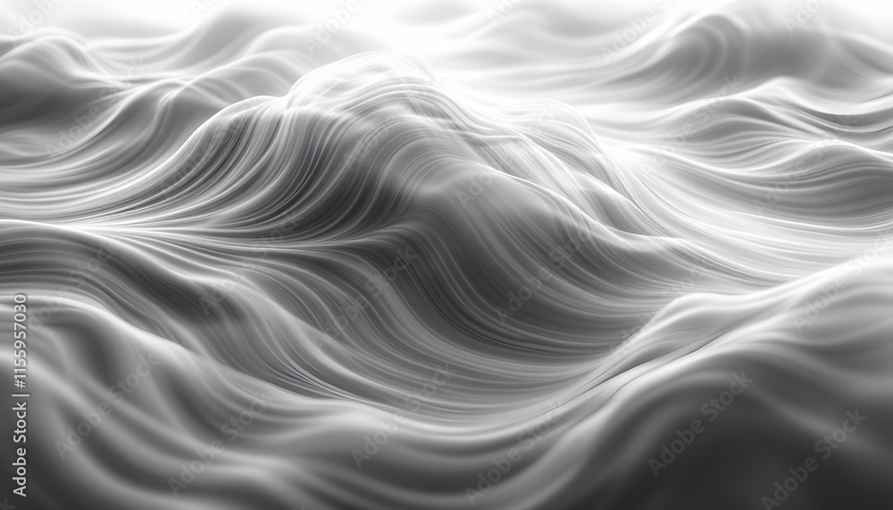 Poster smooth white waves in motion. abstract flowing curves and lines on dark background. elegant minimali