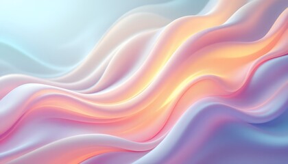 Obraz premium Smooth flowing waves in pink, orange and purple gradient colors. Abstract fluid background with soft curves and gentle motion effect. Modern dynamic design with light glow