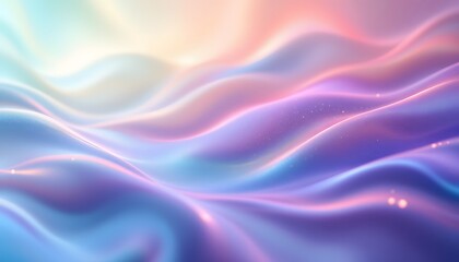 Obraz premium Smooth flowing abstract waves in pastel pink and blue colors. Soft dreamy background with gentle curves. Modern fluid design with blurred motion effect for creative layouts and presentations
