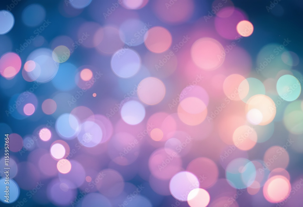 Poster dreamy bokeh lights background in pink and blue colors. abstract blurred circles pattern. soft defoc