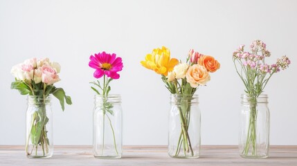 Obraz premium Charming wedding aisle decorations using mason jars and flowers for a spring celebration