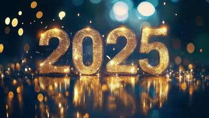  2025 Happy New Year – Celebration with Sparklers and Fireworks