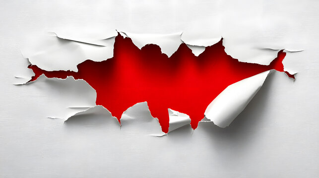 Torn paper revealing a red header.