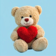 Obraz premium Cute teddy bear holding a red heart.