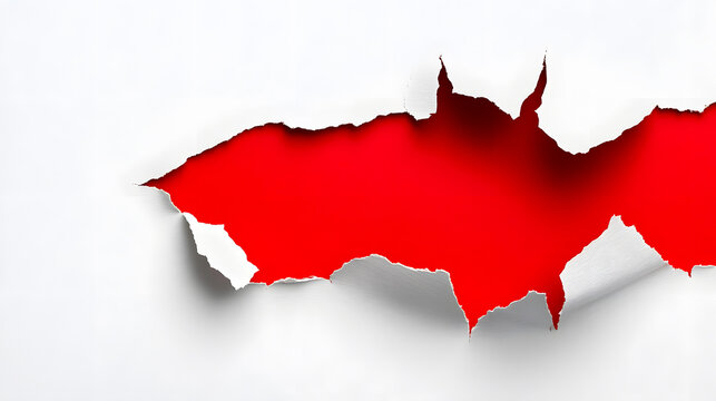 Torn paper revealing a red header.