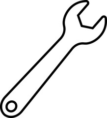 Wrench key icon. Simple wrench tool line vector icon for web design on white background. Automotive Icon. Settings and repair, service sign - stock vector. Mechanic spanner vector.