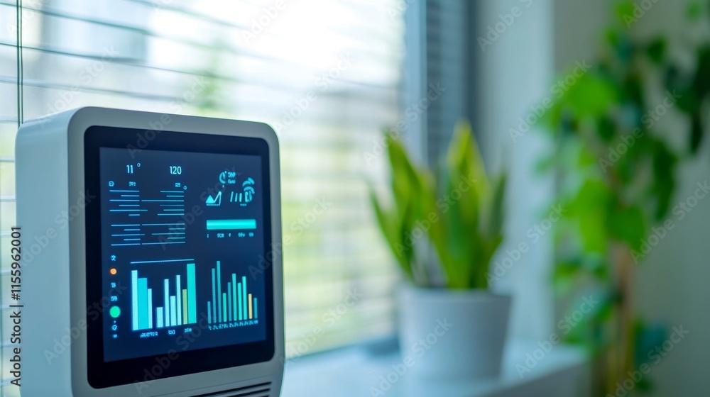 Poster data monitoring device in home office technology insights digital dashboard indoor environment moder