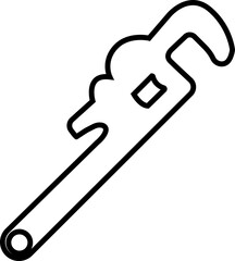 Wrench key icon. Simple adjustable wrench tool line vector icon for web design on white background. Automotive Icon. Settings and repair, service sign - stock vector. Mechanic spanner vector.