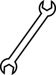Wrench key icon. Simple wrench tool line vector icon for web design on white background. Automotive Icon. Settings and repair, service sign - stock vector. Mechanic spanner vector.