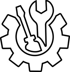 Wrench and screwdriver key icon. Simple setting tool line vector icon for web design on white background. service icon. Settings and repair, service sign - stock vector. Mechanic spanner vector.