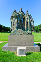 North Dakota State Capitol Building in Bismarck ND.The Pioneer Family Statue was sculpted by Avard...
