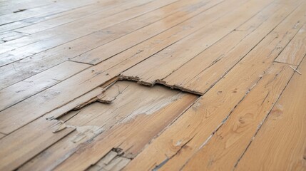 Damaged wooden flooring highlighting urgency for repair and restoration