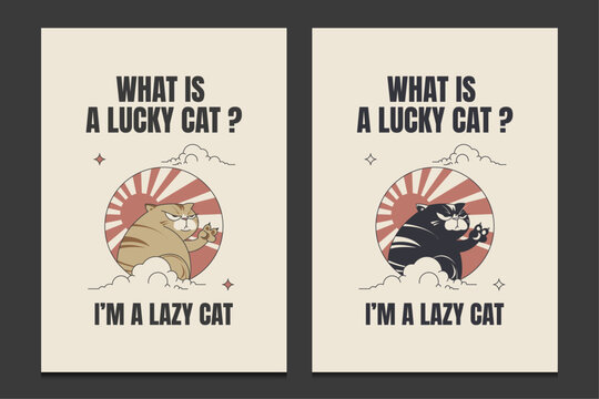 funny lazy cat in retro style, ideal for posters, t-shirts, and more, vector illustration