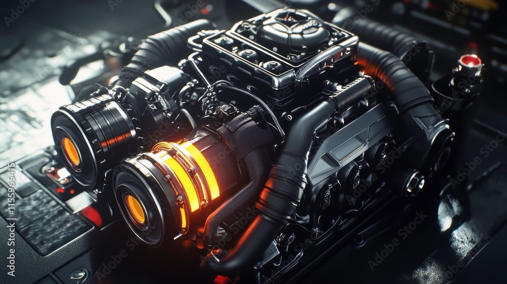 Poster advanced technology components with realistic textures