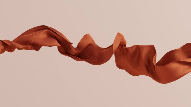 Fabric wave looping motion. Abstract seamless animation minimal fashion scene. Silk cloth move in the air 3d render