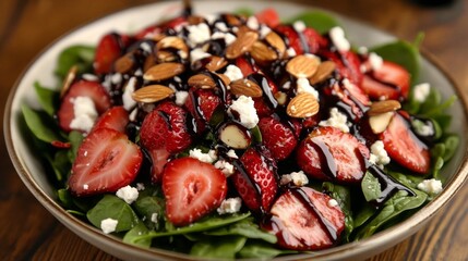 Joyful child enjoying a messy strawberry dessert during a sunny afternoon at home