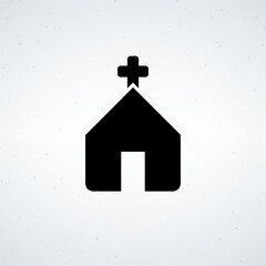 Simple christian Church icon with cross. Stock vector illustration isolated on white background.
