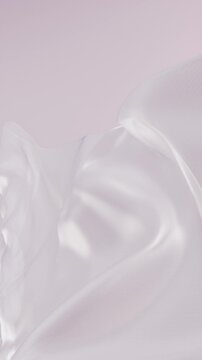 Milky white silk elegant cloth folds abstract looping animation. Seamless Fluttering satin material. Flowing beautiful luxury fabric texture.