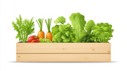 Flourishing raised garden beds filled with fresh organic vegetables for spring gardening