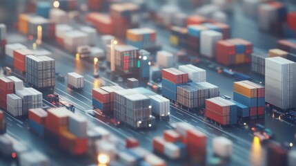 Cargo transportation action port city aerial view industrial environment urban perspective for logistics optimization