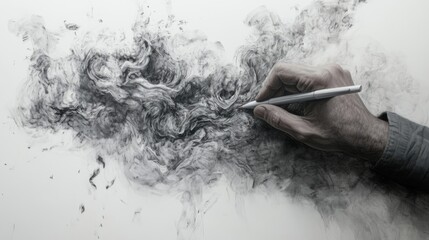 Hand writing with a ballpoint pen, an expression of creativity