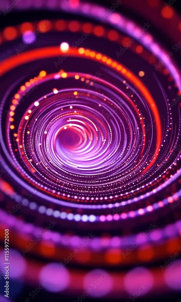 Poster dynamic abstract spiral vortex of colorful purple and orange lights mesmerizing pattern of energy an