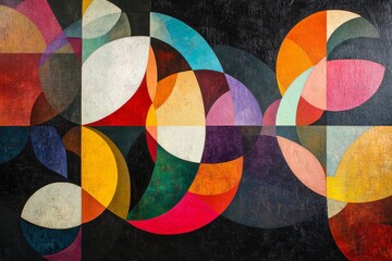 Fototapeta premium Colorful abstract artwork featuring geometric shapes and vibrant hues in a striking arrangement
